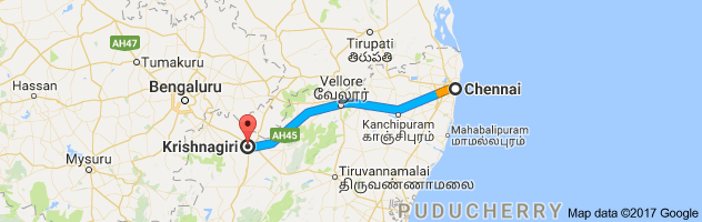 Chennai to Krishnagiri route, distance, time and road conditions