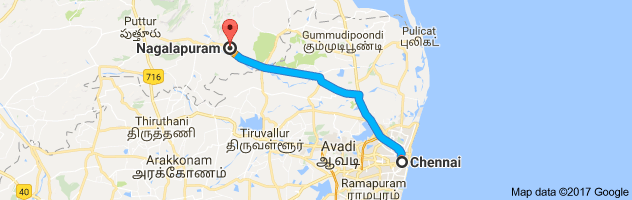 Chennai to Nagalapuram route, distance, time and road conditions