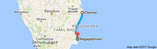 Chennai to Nagapattinam route, distance, time and road conditions