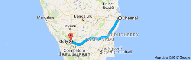 Chennai to Ooty route, distance, time and road conditions