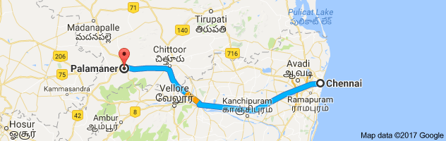 Chennai to Palamaner route, distance, time and road conditions