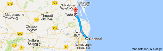 Chennai to Tada route, distance, time and road conditions