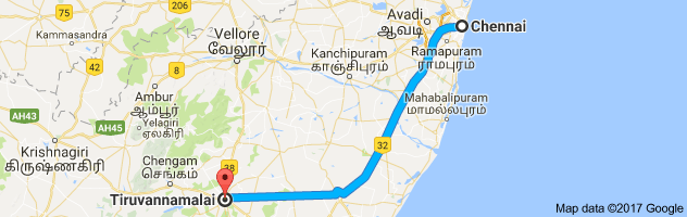 Chennai to Tiruvannamalai route, distance, time and road conditions