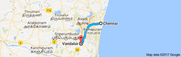 Chennai to Vandalur route, distance, time and road conditions