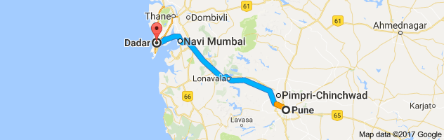 Pune to Dadar route, distance, time and road conditions