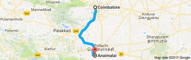 Coimbatore to Anaimalai route, distance, time and road conditions