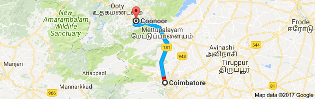 Coimbatore to Coonoor route, distance, time and road conditions