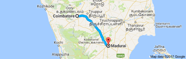 Coimbatore to Madurai route, distance, time and road conditions