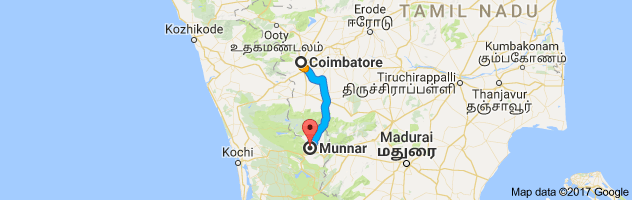 Coimbatore to Munnar route, distance, time and road conditions