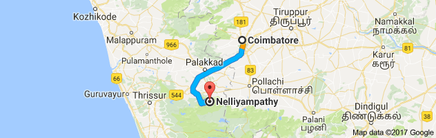 Coimbatore to Nelliyampathy route, distance, time and road conditions