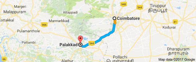 Coimbatore to Palakkad route, distance, time and road conditions