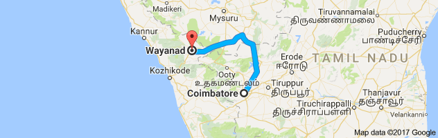 Coimbatore to Wayanad  route, distance, time and road conditions