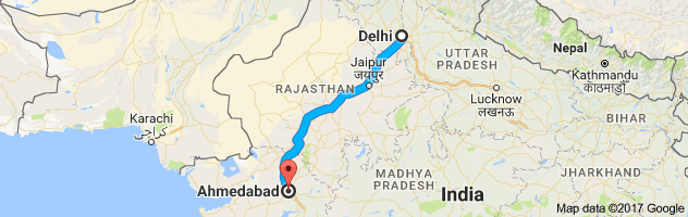 Delhi to Ahmedabad route, distance, time and road conditions