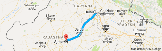 Delhi toAjmer route, distance, time and road conditions