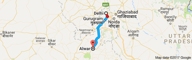 Delhi to  Alwar route, distance, time and road conditions