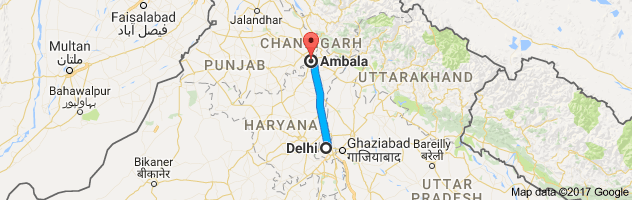 Delhi to  Ambala route, distance, time and road conditions