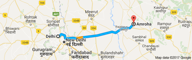 Delhi to  Amroha route, distance, time and road conditions