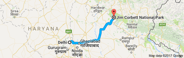 Delhi to Jim Corbett National Park route, distance, time and road conditions