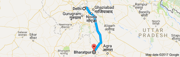 Delhi to  Bharatpur route, distance, time and road conditions