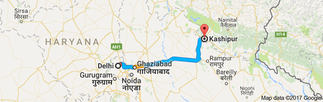 Delhi to Kashipur route, distance, time and road conditions