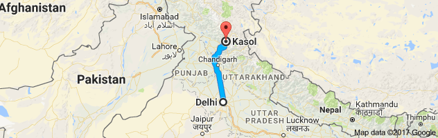 Delhi to Kasol route, distance, time and road conditions