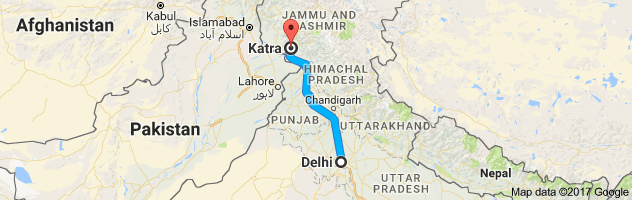 Delhi to Katra route, distance, time and road conditions