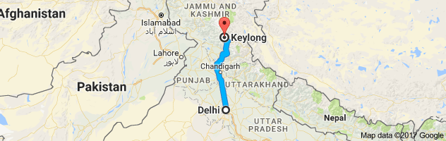 Delhi to Keylong route, distance, time and road conditions