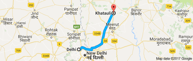 Delhi to Khatauli route, distance, time and road conditions