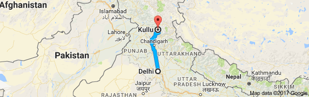 Delhi to Kullu  route, distance, time and road conditions