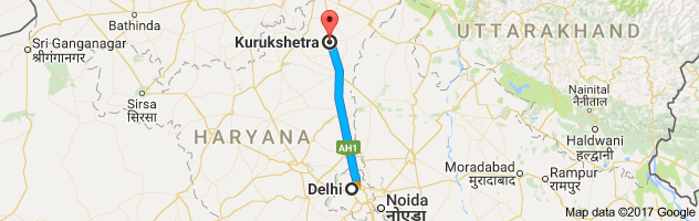 Delhi to Kurukshetra route, distance, time and road conditions