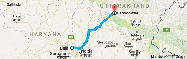 Delhi to Lansdowne  route, distance, time and road conditions