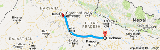 Delhi to Lucknow route, distance, time and road conditions