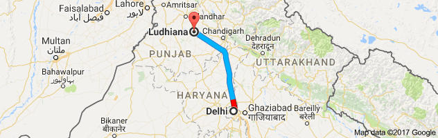 Delhi to Ludhiana route, distance, time and road conditions