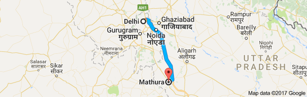 Delhi to Mathura route, distance, time and road conditions