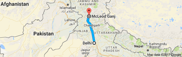 Delhi to McLeod Ganj route, distance, time and road conditions