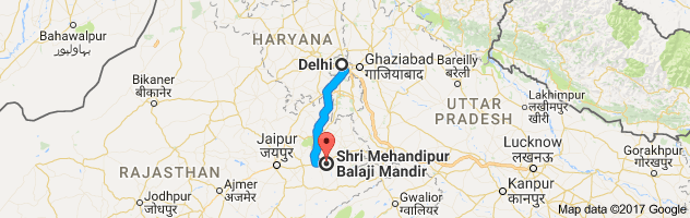 Delhi to Mehandipur Balaji route, distance, time and road conditions