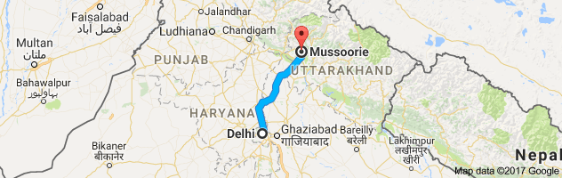 Delhi to Mussoorie route, distance, time and road conditions