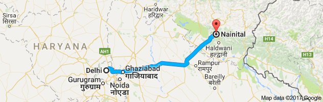 Delhi to Nainital route, distance, time and road conditions