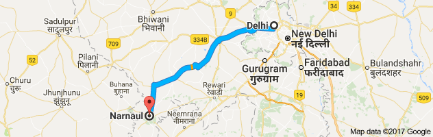 Delhi to Narnaul route, distance, time and road conditions