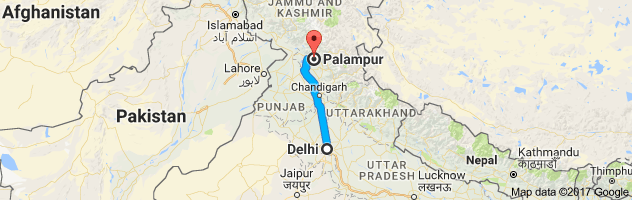 Delhi to Palampur route, distance, time and road conditions