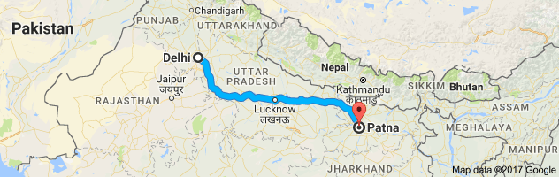 Delhi to Patna route, distance, time and road conditions