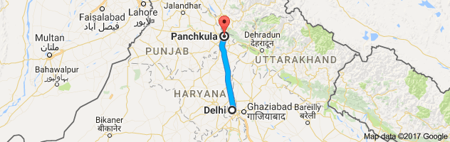 Delhi to Punchkula route, distance, time and road conditions