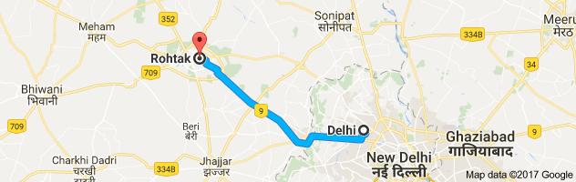 Delhi to Rohtak route, distance, time and road conditions