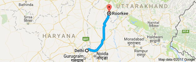 Delhi to Roorkee route, distance, time and road conditions