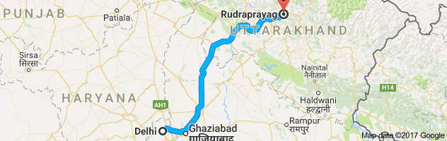 Delhi to Rudraprayag route, distance, time and road conditions