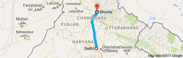 Delhi to Shimla route, distance, time and road conditions