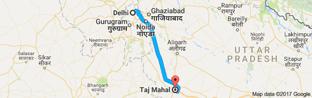 Delhi to Taj Mahal route, distance, time and road conditions