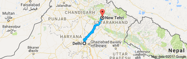 Delhi to Tehri route, distance, time and road conditions