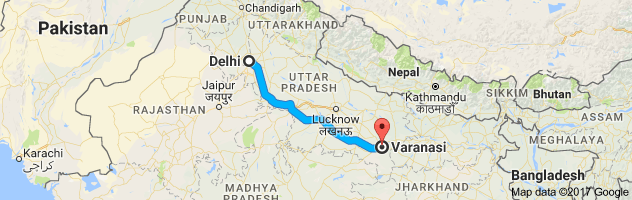 Delhi to Varanasi route, distance, time and road conditions