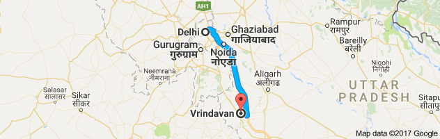 Delhi to Vrindavan route, distance, time and road conditions